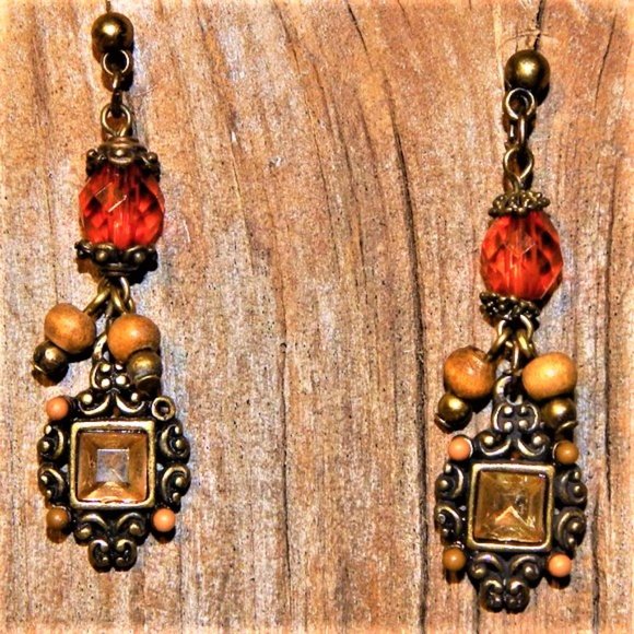 Jewelry - <3  $6 - $12  Orange & Gold Dangle Earrings  <3